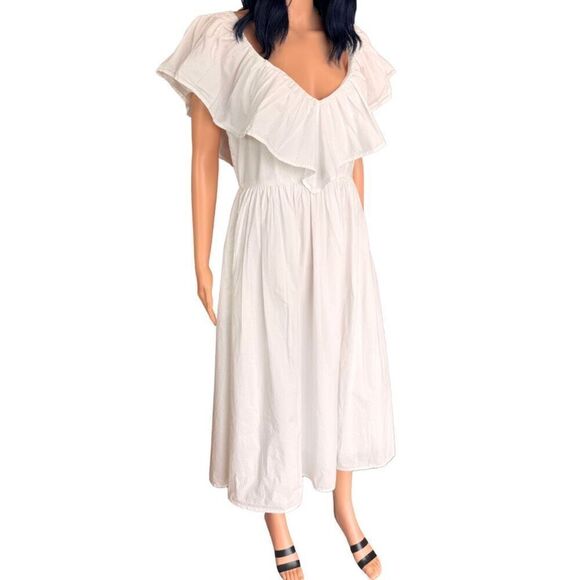 Adam Lippes Collection White Eyelet Ruffle Dress - Picture 4 of 8